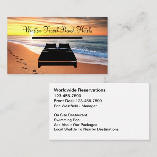 Carte De Visite Beachfront Hotel Travel Business Cards (Devant / Derrière)