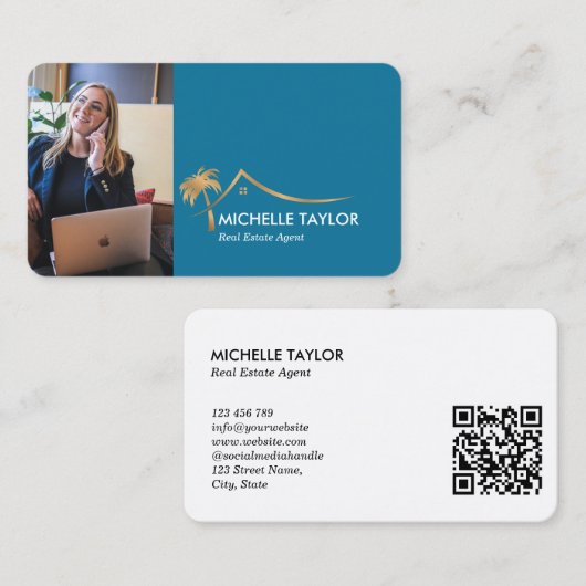 Carte De Visite Beachfront Property Real Estate Realer Photo QR (Devant / Derrière)