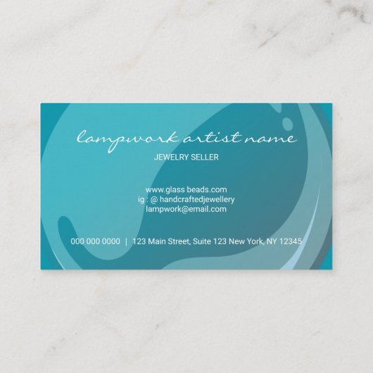 Carte De Visite Bead Shop Lampwork bijoux faits main (Dos)