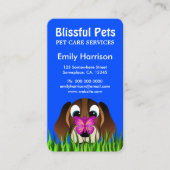 Carte De Visite Beagle bleu mignon Chien et Papillon Soin pour ani (Devant)