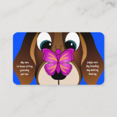 Carte De Visite Beagle bleu mignon Chien et Papillon Soin pour ani (Dos)