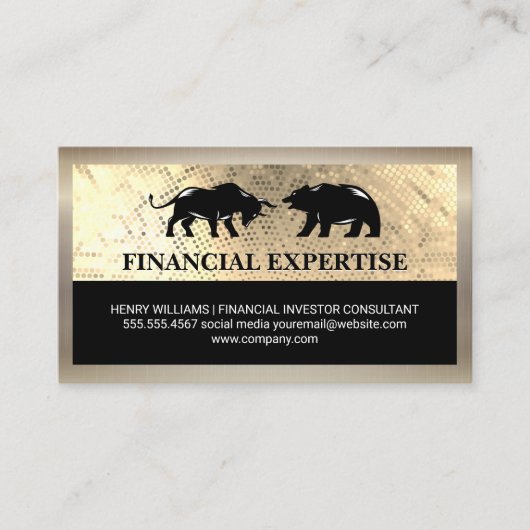 Carte De Visite Bear Bull Market Logo | Séquence or (Devant)