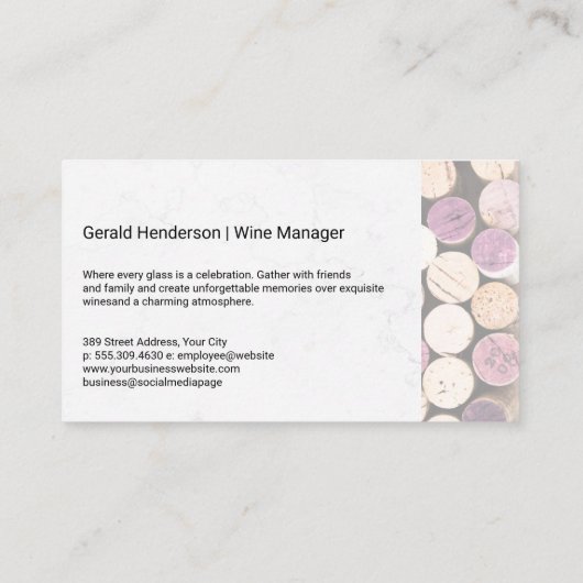 Carte De Visite Bear Wine Bottle | Corks (Dos)