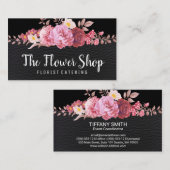 Carte De Visite Beau arrangement de fleurs | Texture en cuir (Devant / Derrière)