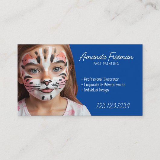 Carte De Visite Beau bleu et blanc pour enfants Peinture faciale (Devant)