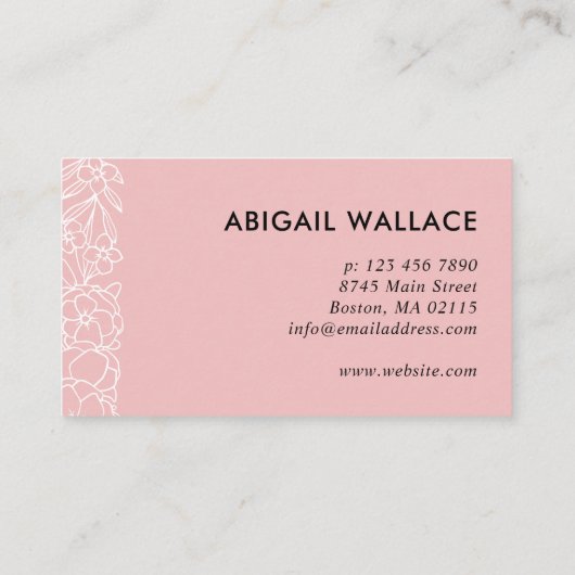 Carte De Visite Beau cadre de verdure rose verdoyant (Dos)