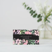 Carte De Visite Beau cadre floral d'aquarelle de | sur le noir (Debout devant)