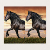 Carte De Visite Beau Cheval Noir (Extérieur déplié)