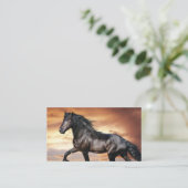 Carte De Visite Beau Cheval Noir (Debout devant)