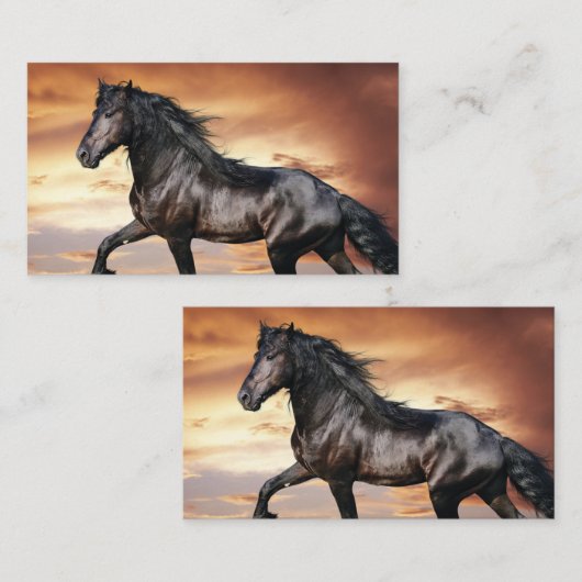 Carte De Visite Beau Cheval Noir (Devant / Derrière)