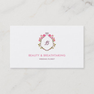 Carte De Visite Beau Chic Rose Crest Frame Monogramme