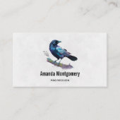 Carte De Visite Beau Corbeau sur une branche d'arbre (Devant)