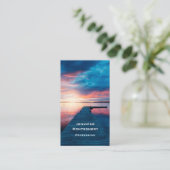 Carte De Visite Beau coucher de soleil sur un lac de Calme (Debout devant)