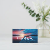 Carte De Visite Beau coucher de soleil sur un lac de Calme (Debout devant)