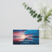 Carte De Visite Beau coucher de soleil sur un lac de Calme (Debout devant)