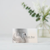 Carte De Visite Beau Cygne Blanc & Argent Élégant Personnalisé Chi (Debout devant)
