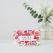 Carte De Visite Beau design de fleur aquarelle (Debout devant)