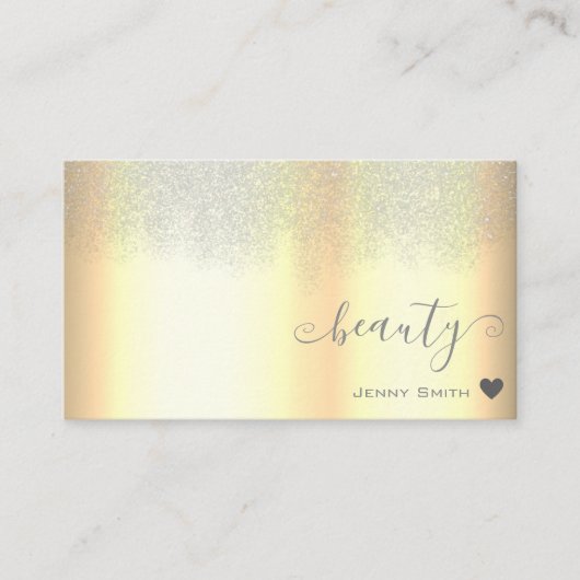 Carte De Visite Beau design doré avec pluie de Parties scintillant (Devant)
