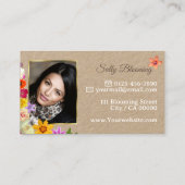 Carte De Visite Beau Fleur sauvage Elegant or Beige avec photo (Dos)