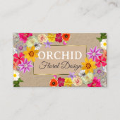 Carte De Visite Beau Fleur sauvage Elegant or Beige avec photo (Devant)