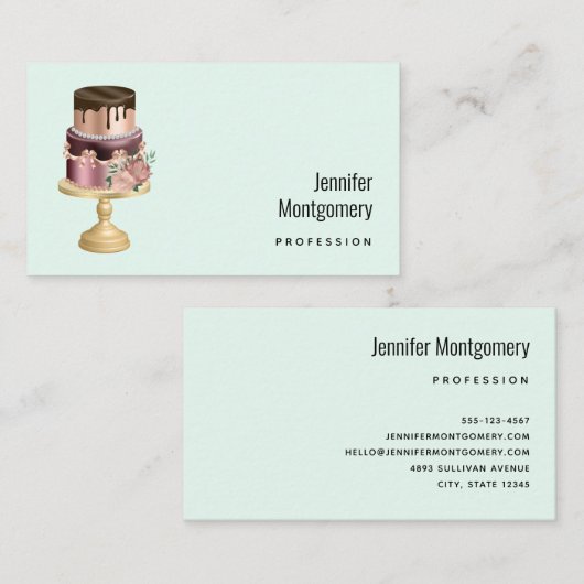 Carte De Visite Beau gâteau de fête de Glam brillant (Devant / Derrière)