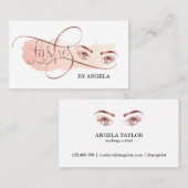 Carte De Visite Beau long cils Rose maquillage or (Devant / Derrière)