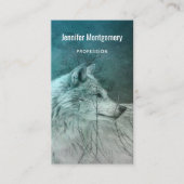Carte De Visite Beau loup gris dans une forêt foncée (Devant)