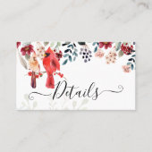 Carte De Visite Beau Mariage ROUGE CARDINAL Oiseaux (Devant)