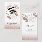 Carte De Visite Beau oeil avec Rose or Aquarelle Fleurs (Devant / Derrière)