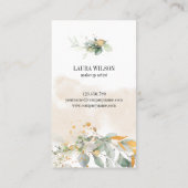 Carte De Visite Beau oeil avec verdure Aquarelle Fleurs (Dos)