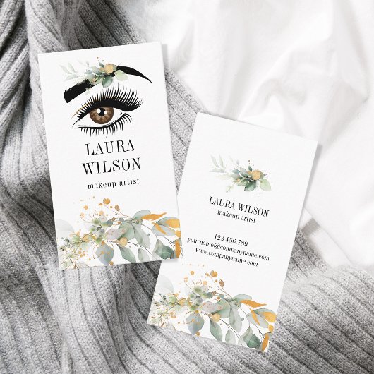 Carte De Visite Beau oeil avec verdure Aquarelle Fleurs