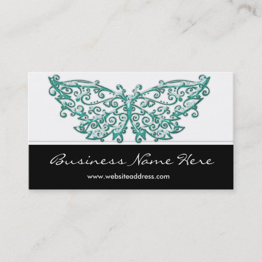 Carte de visite : : Beau papillon de turquoise (Devant)