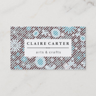 Carte De Visite Beau rayures diagonales florales