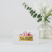Carte De Visite Beau Rose | Dégradé or | Texture blanche (Debout devant)