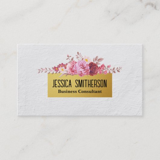 Carte De Visite Beau Rose | Dégradé or | Texture blanche (Devant)