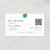 Carte De Visite Beau Rose sur les initiales Turquoises blanches or (Dos)