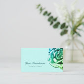 Carte De Visite Beau Rose sur Turquoise blanc clair simple (Debout devant)
