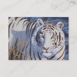 Carte De Visite Beau tigre blanc aux yeux bleu cristal