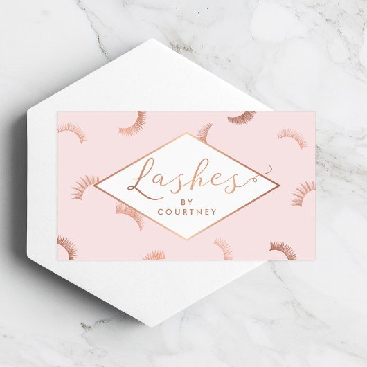 Carte De Visite Beaucoup de Lashes Motif Lash Salon Rose/Rose Or