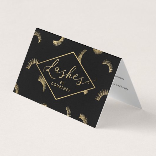 Carte De Visite Beaucoup de Lashes Salon Black/Gold Aftercare (Devant)