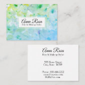 Carte De Visite Beauté chic de turquoise verte florale populaire (Devant / Derrière)