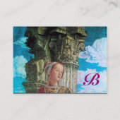 Carte De Visite BEAUTÉ CLASSIQUE ANTIQUE COLONNE MONOGRAM Bleu pou (Dos)