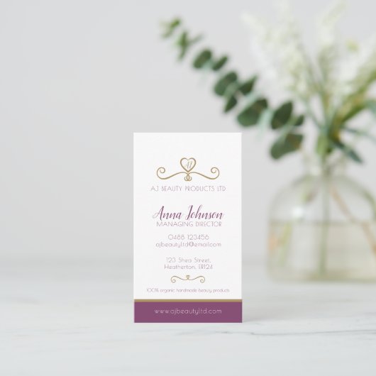 Carte De Visite Beauté compagnie de santé photo personnalisée or v (Debout devant)