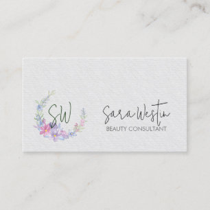 Carte De Visite Beauté Consultant Fleur de Beautician Monogramme B
