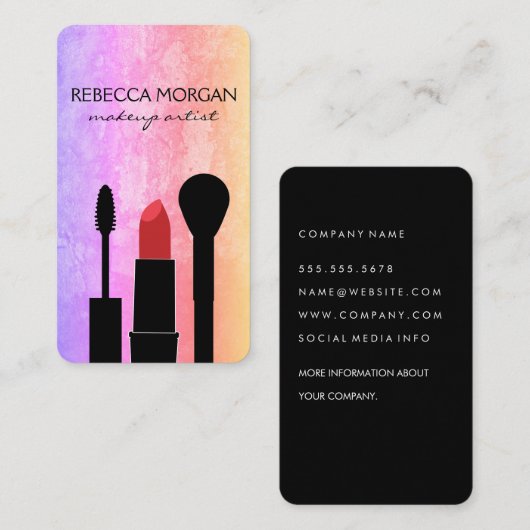 Carte De Visite Beauté de maquillage chic (Devant / Derrière)