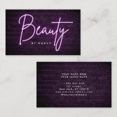 Carte De Visite Beauté de néon violet sur mur de briques (Devant / Derrière)