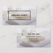 Carte De Visite Beauté de Spa Blanc Simple Moderne (Devant / Derrière)
