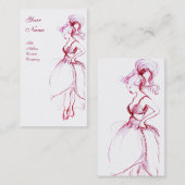 Carte De Visite BEAUTÉ, DESIGN MODE, blanc rouge (Devant / Derrière)