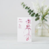 Carte De Visite BEAUTÉ, DESIGN MODE, blanc rouge (Debout devant)