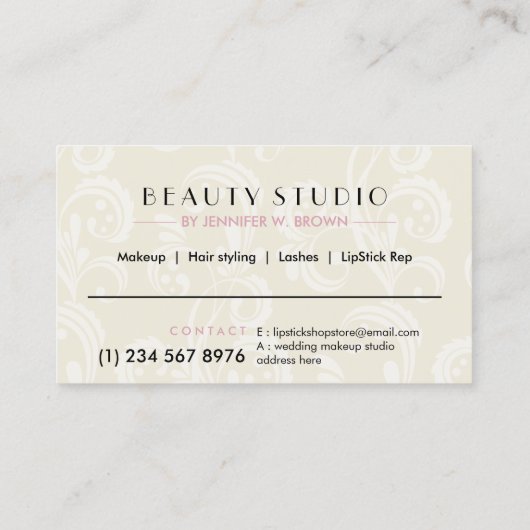 Carte De Visite Beauté du maquillage de bâton (Dos)